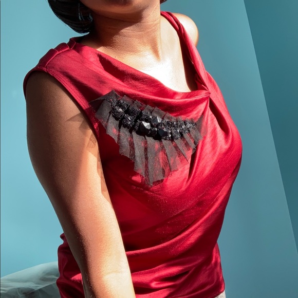 XS Dark Red Elegant top, Simply Vera - Picture 4 of 10